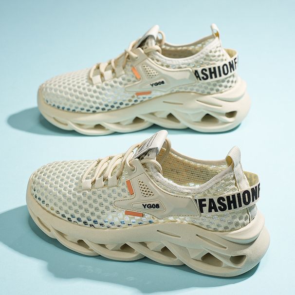 Men's Breathable Mesh Casual Sneakers For Summer, Lightweight Slip-On Shoes With Anti-Slip Sole, Comfortable Round-Toe Design For Beach And Vacation_vogvips.com