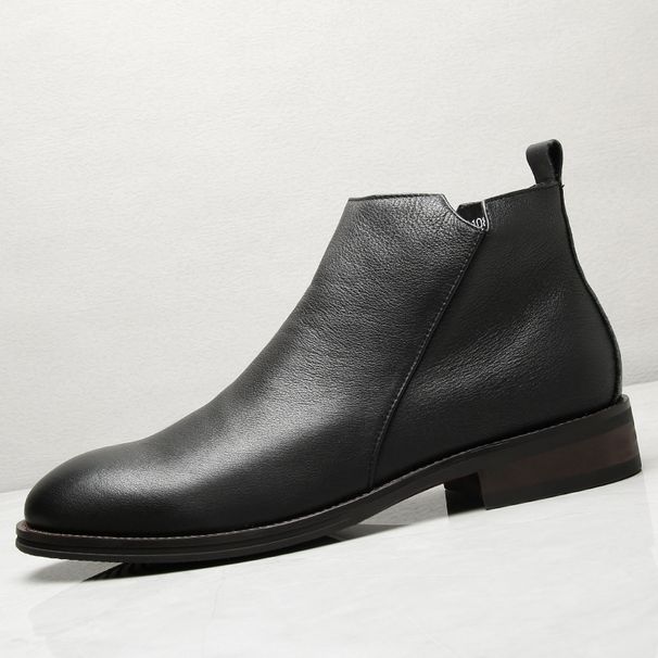 European Warm Series Trendy New Genuine Martin Men's High-top Leather Winter Plush Warm Short Boots_vogvips.com