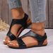2026 New European American Style Velcro Flat Sandals Women, Large Size Peep-Toe Roman Shoes, Comfortable And Breathable_vogvips.com