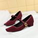 8292-1 Retro One-Strap Mary Jane Metal Leopard Print Square Toe Women's Low Chunky Heel Suede Shallow Mouth Single Shoes_vogvips.com