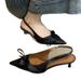 French Style Thin High Heels Closed Sandals 2025 Summer New Elegant Socialite Bowknot Pointed Toe Low Heel Single Shoes_vogvips.com