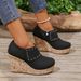 Women's over Platform Wedge Heel Shoes round Toe Thick Sole Side Zipper plus Size Spring New_vogvips.com