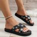 Sandals Casual Comfort Cross Denim Check Simple Woman_vogvips.com