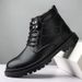 Autumn Winter Martin Men Business Casual High Top Shoes Fleece Lined Cotton Cowhide Work Outdoor Short Leather Boots_vogvips.com