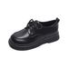 Black Lace-up Small Leather Shoes Women's College Style Platform Loafers Retro Soft-soled Single Shoes_vogvips.com