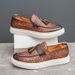 Suitable For All Seasons Minimalist White Trendy Men's Slip-On Fish Scale Embossed Casual Leather Loafers_vogvips.com