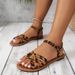 Foreign Trade Plus Size Leopard Print For Women 2024 Spring New Roman Flat Non-Slip Slip-On Beach Sandals Wholesale_vogvips.com