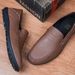 Euro Step 2025 New Trend British Style Large Size Casual Men's Slip-On Solid Color Shoes_vogvips.com