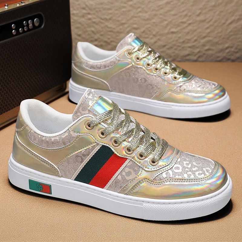 Women's Silver Monogram Luxury Up Skate Shoes Autumn New Casual Trendy Versatile Flat Lace Up Men's Sports Sneakers_vogvips.com