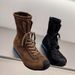 Women Boxing Boots XJ Women's Shoes 25 Autumn Winter Fashion Stretch Fabric Patchwork Suede Round Toe Lace-Up Slip-On Flat Boxing Short_vogvips.com