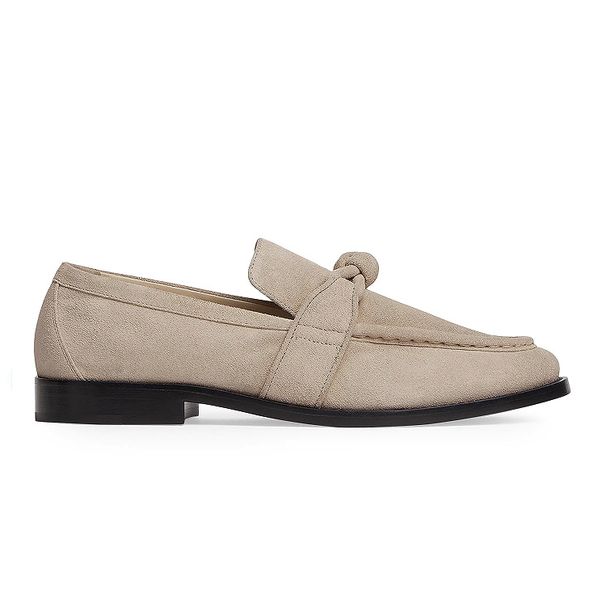 Genuine Leather Slip-On Loafers Couple Shoes Closed Toe Half Slippers With Knots Women's Footwear_vogvips.com