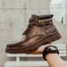 European Warm Series 2025 New Mid-Top Martin For Men British Style Outdoor Yellow With Fleece Lining Warm Work Trendy Men's Cotton Boots_vogvips.com