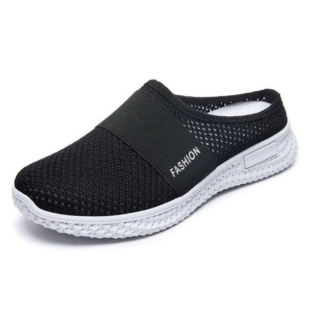 Women's Shoes Casual Shoes Fly-woven Breathable Flats Bag Head Half Slippers Single Shoes_vogvips.com