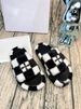 Women's Cross-Strap Furry 2026 New Model Height-Increasing Flat-Heel Home Black Lamb Wool Plush Slide Slippers_vogvips.com