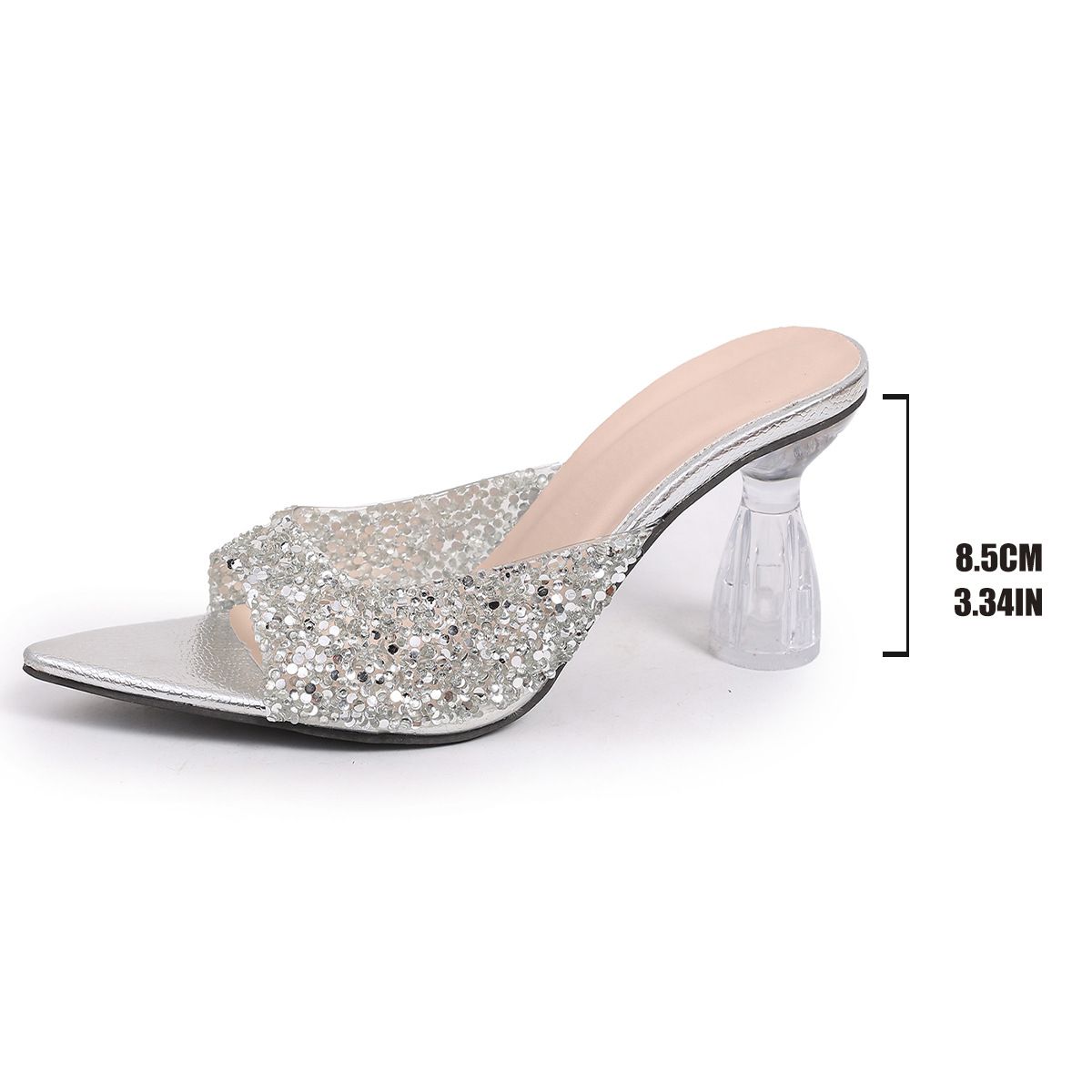 Women's Sexy Pointed Toe High Heels Sequined Crystal Heel Sandals European And American Style Plus Size Summer_vogvips.com