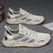 Men's Breathable Slip-On Sneakers With Mesh Upper - Lightweight Casual Sports Shoes For Summer (Beige/Black)_vogvips.com