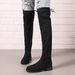 Women's Knee-High Stretch Boots - Soft Suede & Cozy Fleece Lining - Round Toe Flat Heel - Black/Gray/Brown - Sizes 35-43_vogvips.com