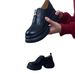 Lancui 2025 Thick-Soled Platform Loafers For Women, Slip-On Round-Toe Leather Shoes, Versatile Single Shoes_vogvips.com