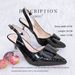 Women's pointed toe shoe and bag set, ribbon decoration, metal heels, shallow sexy high heels, simple handbag_vogvips.com