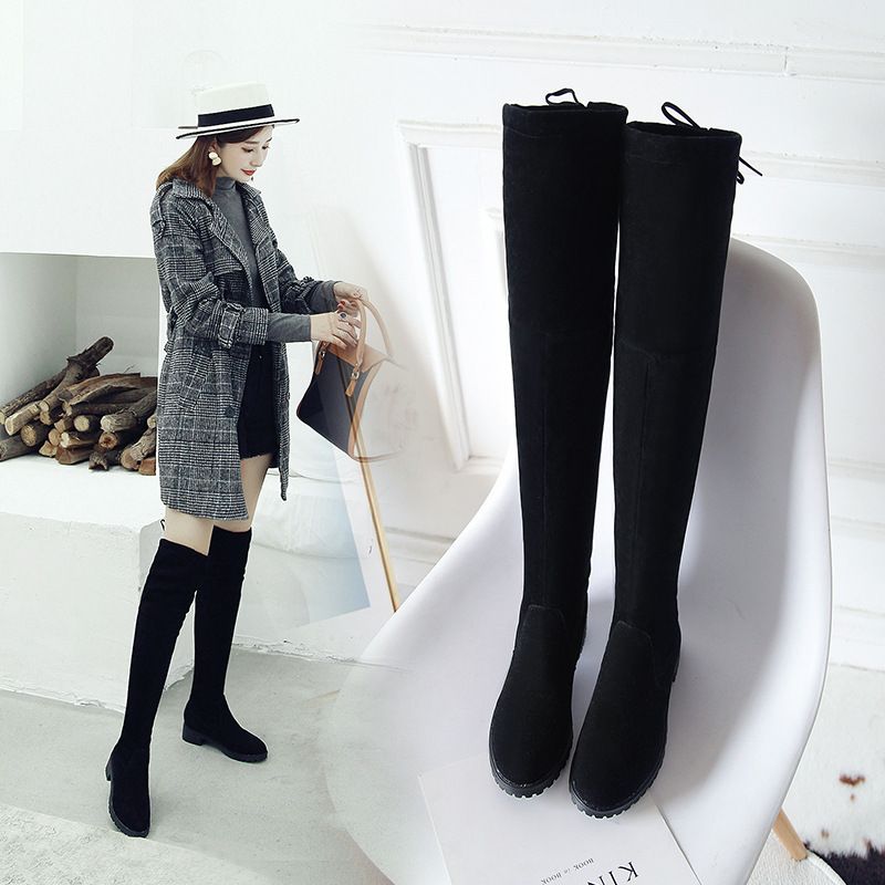 Over-the-Knee Long 2025 Autumn Winter New Slimming Mid-Heel High Round Toe Fashion Stretch Fabric Women's Boots_vogvips.com