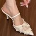 Niche Style French Mesh Breathable Toe-cap Half Slippers Women's Shoes New Arrivalspring Fairy Style Gentle High Heels_vogvips.com