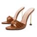 Sexy Snakeskin Pattern Pointed Toe Stiletto Sandals for Women Solid Color plus Size Evening Shoes European And American Style_vogvips.com