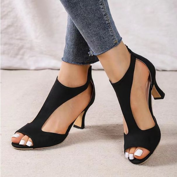 Fashionable Women's Side-cut Foreign Trade Summer Wholesale European And American Fish-mouth Shoes Back Zipper, Closed_vogvips.com