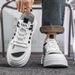 Trendy Chunky White Sneakers For Men And Women - Breathable Casual Slip-On Shoes With Cushioned Sole For Comfortable Daily Wear_vogvips.com