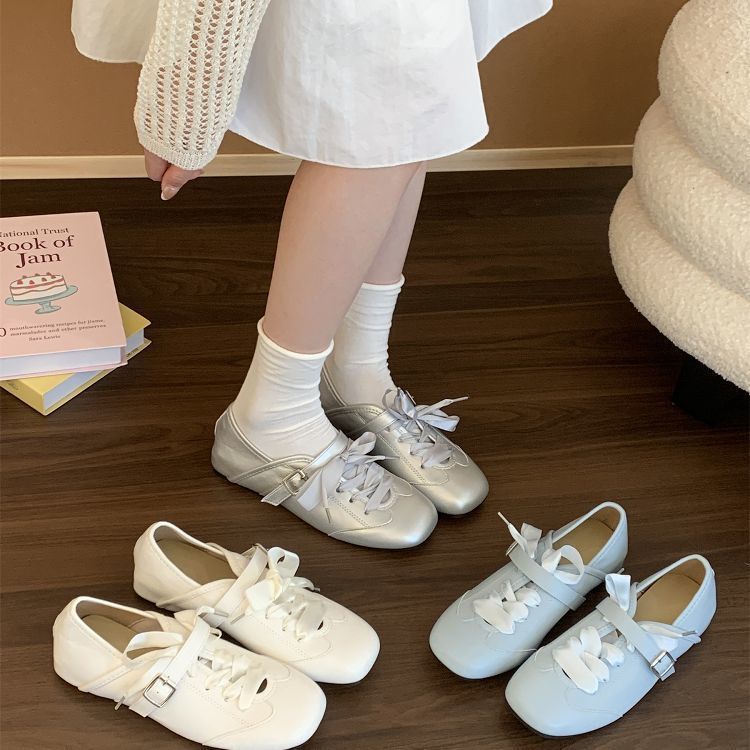 Uniquely Designed, Ugly And Cute Square Toe Height Increasing Small Leather For Women, Mary Jane Single Shoes, Lace Up_vogvips.com