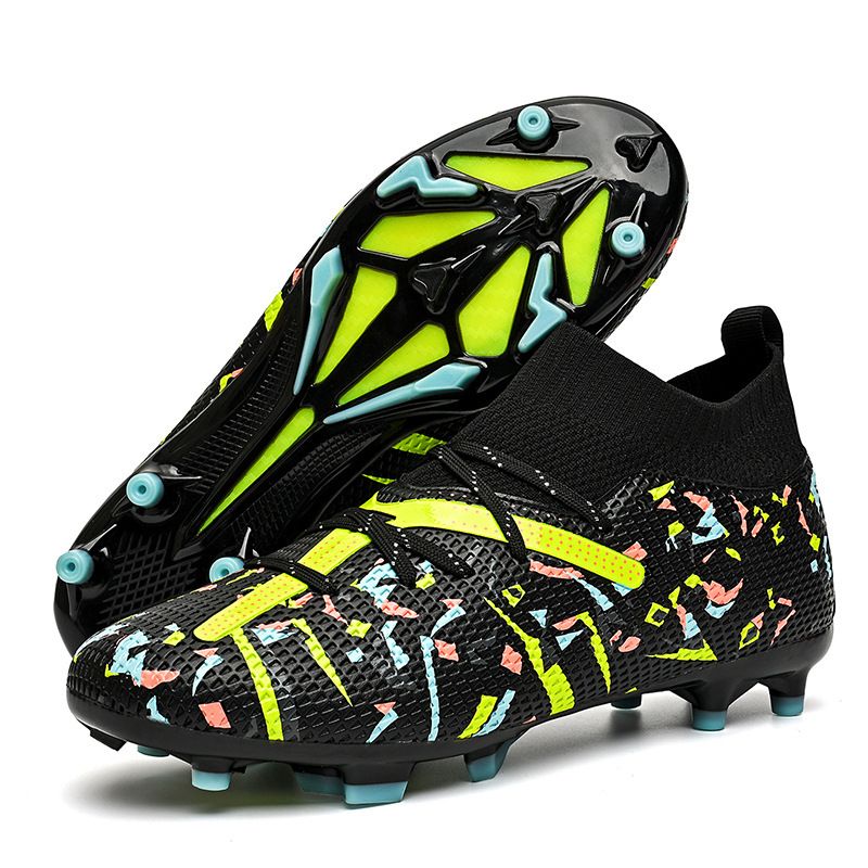 Cross-Border High-Top 5A Football TF Turf Artificial Top Quality Grass AG Cleats Leather Soccer For Men, Women, Children, Teenagers,_vogvips.com