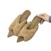 Women's Chunky Heel Mule Slippers - Pointed Toe Open-Toe Faux Fur Slides For Fall Winter Fashion_vogvips.com