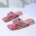 Elegant Square Toe Platform Flip Flops For Women Soft Sole Comfortable Rhinestone Decor Casual Summer Style Multi-color_vogvips.com