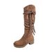 2025 Autumn Wasteland Style Tassel Knight Thick Heel Over-the-Knee Long Slimming Pile Mid-Calf Boots For Women_vogvips.com
