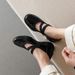 Elegant And Comfortable Sporty Ballet Mary Jane With Sheepskin Lining, Height-increasing, Mid-heel, Round Toe, Thick_vogvips.com