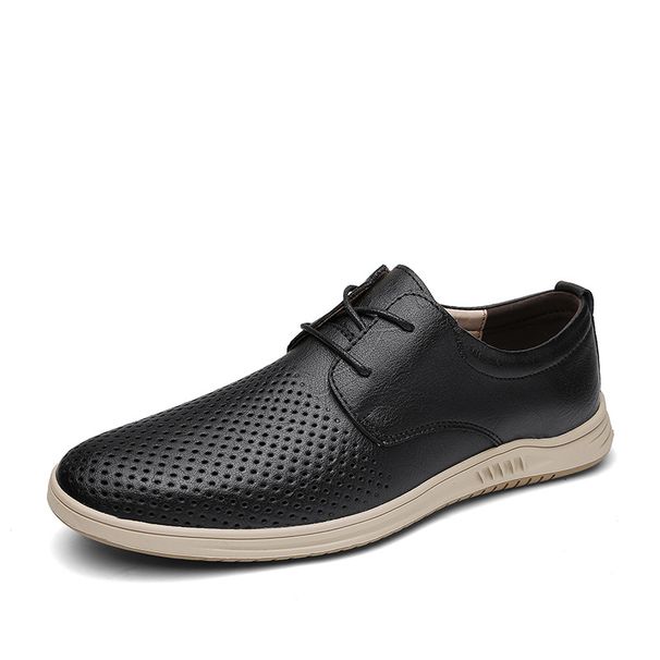 Large Size Rubber Non-slip Sole Men's Casual Leather Shoes Lace-up Round Head Work Men's Shoes_vogvips.com