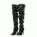 Model - Pinggao Brand, Multiple Colors, Sizes 35-42, Over-the-Knee Pleated Long Boots_vogvips.com