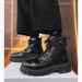 European Warm Series Men's Martin 2025 New Black Leather High-top British Style Motorcycle Work Boots Height Increasing_vogvips.com