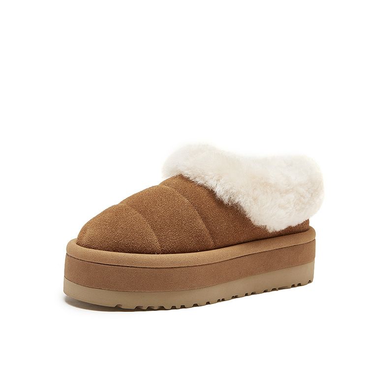 Winter New Korean Version Plush Short Tube Slip-On Student Loafers Cotton Women's Shoes With Fleece For Warmth And_vogvips.com