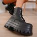 New Oversized Thick Soled Leather For Women, British Style Square Toe Martin Boots, Height Increasing Sponge Sole Short_vogvips.com