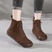 2025 Autumn Winter New Short Boots Retro Forest Round Toe Patchwork Ethnic Style Top Layer Cowhide Women's Shoes_vogvips.com