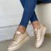 Large 23 Thick Sole Chain Sports Style Low Top For Women's Leather Front Lace Up Casual Single Shoe_vogvips.com