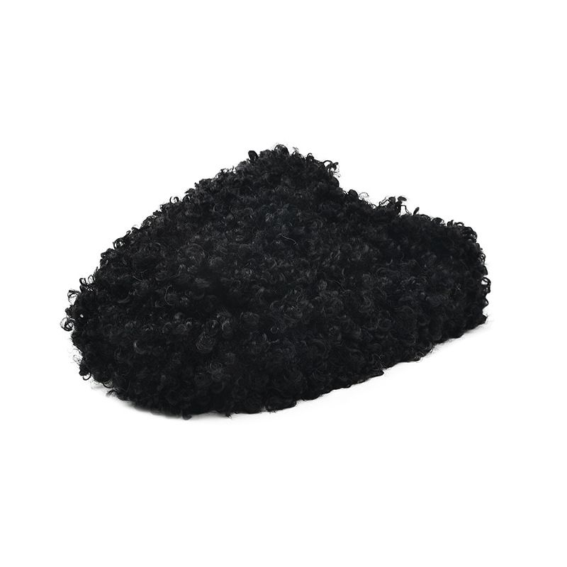 Large Size Thick Bottom Curly Fur Slippers For Women, Autumn And Winter Wear, New Style In 2025, Korean Style, Muffin-topped, Half-slipper_vogvips.com