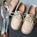 Lace-up Small Leather Shoes For Women British Style Retro Loafer Shoes For Women Spring And Autumn Thick Soled Soft Soled Bean Shoes Leather Casual_vogvips.com