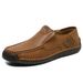 Hollow Out Hand-Sewn Men's Shoes, Outdoor Casual Shoes, Slip-On Flat Leather Shoes, Low-Cut Large Size Loafers_vogvips.com