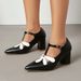 2026 Spring Autumn Women's Fashion High Heels Pointed Toe Floral T-Strap Pump, Comfortable Large Size 34-43 Office Shoes_vogvips.com