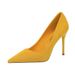 825-3 Korean Style Fashion Simple Stiletto Suede Shallow Pointed Toe High Heels Women's Sexy Slimming Single Shoes_vogvips.com
