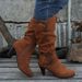 New Autumn And Winter Boots From Europe And America, Knee Length, Medium Boots, Suede, High Heels, Belt Buckle, Short Boots_vogvips.com