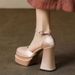 Elegant Mary Jane Wedding Heels - Comfortable 8cm Platform Bridal Shoes For Petite Brides | Champagne/White/Black | Adjustable Ankle Strap_vogvips.com