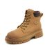Couple's Genuine Leather Yellow Boots, British Style Short Boots, Women's Thick Soled Martin Boots, 2023 New Autumn And Winter Retro Women's Shoes_vogvips.com