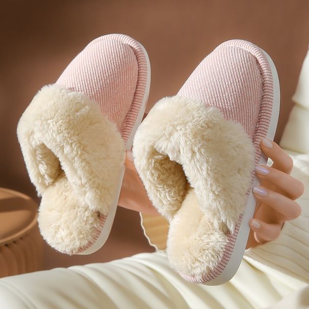 Thick Bottom Plush Warm Men's And Women's Cotton Slippers For Couples, Floor With Plush Slippers_vogvips.com